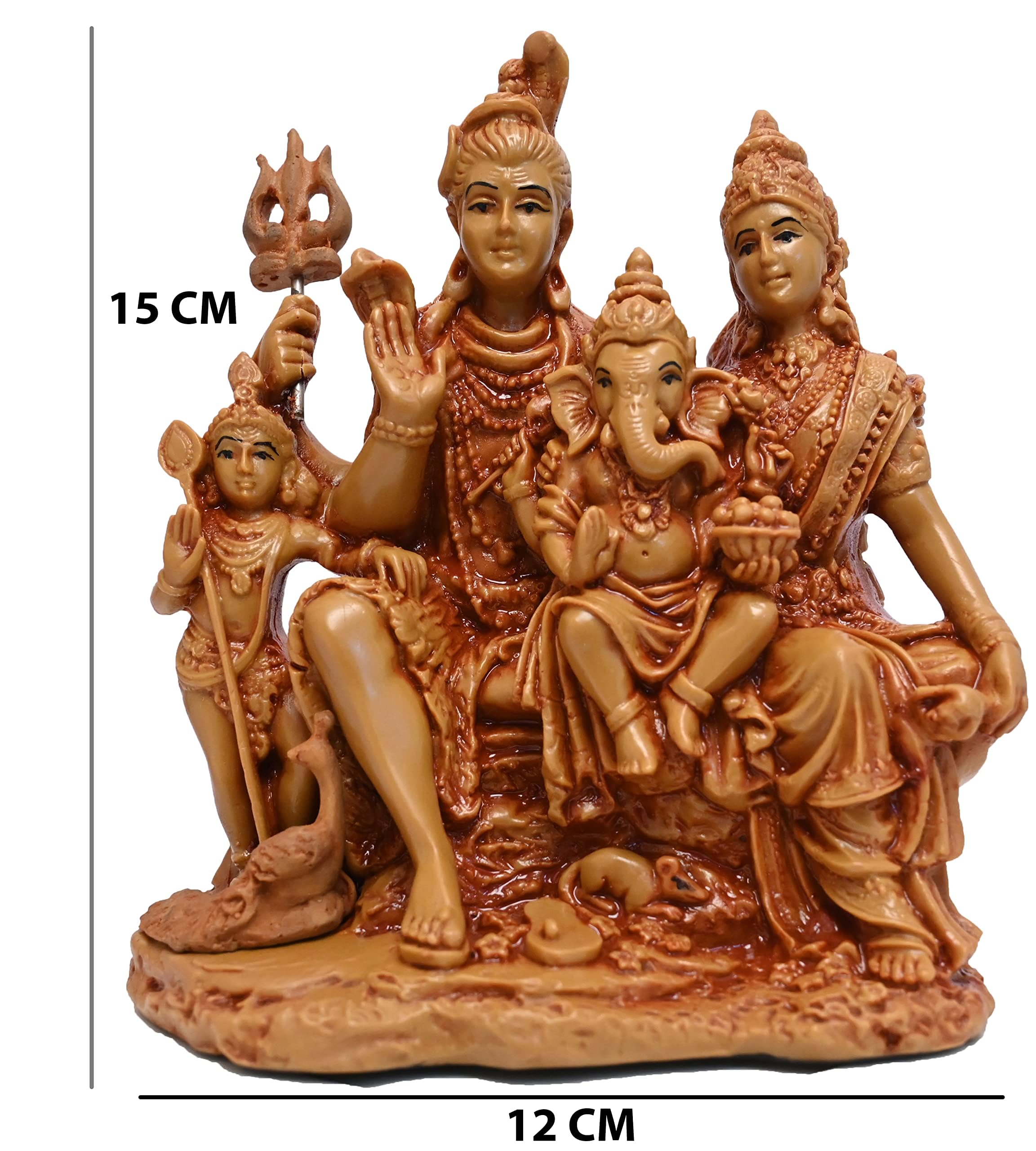 Karighar Shiv Parivar 6 Inches Idol Perfect For Puja Ghar | Drawing Room | House Warming | Gifting 6.5 X 12 X 15 Cm Brown, Relig